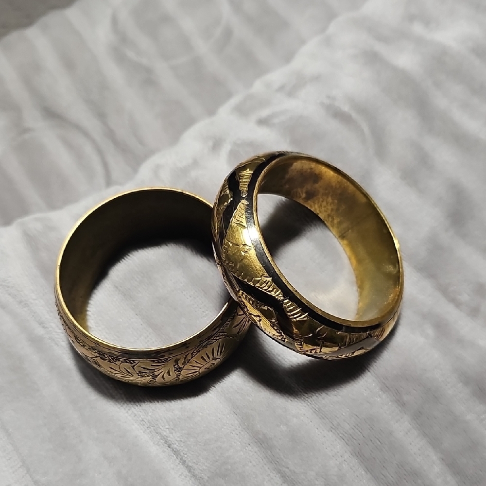 Vintage Engraved Brass Bracelets/ Bangles